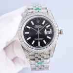 ROLEX Imported 8215 Chips Diamond-in Black White Blue 42MM Watch